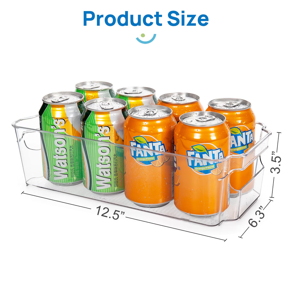 Refrigerator Organizer Bins, 8Pcs Clear Bins, Pantry Kitchen Organization and Storage, 12.5" Long