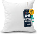 12X12 Throw Pillow Insert, 100% Cotton Cover, down Alternative | Cotton Cover, Plush Down-Alternative Fill, Machine Washable Fits 12X12 Covers Couch, Sofa, Bed, Nursery Décor